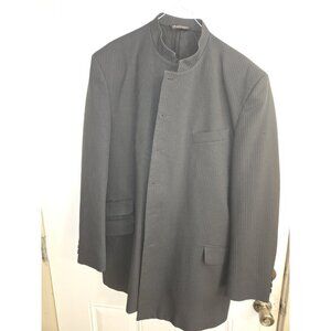 Vintage Tailored Mandarin Suit by Bonacci Suit 46 L Mens Pin Striped Suit